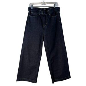 Banana Republic Premium Denim High-Rise Wide-Leg Crop Jeans 28 Dark Wash